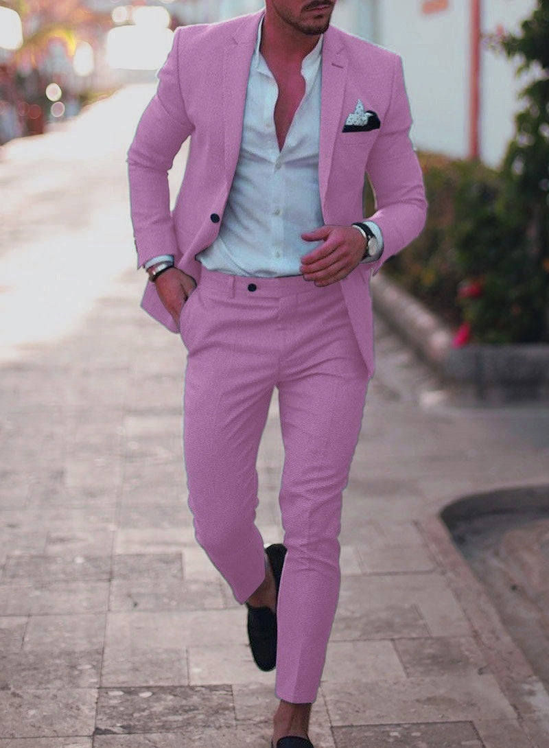 Men's Suit Solid Color Two-piece Suit
