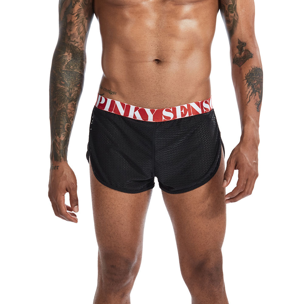 Mesh Solid Color Breathable Men's Boxer Briefs