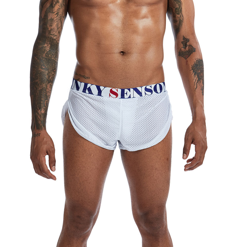 Mesh Solid Color Breathable Men's Boxer Briefs