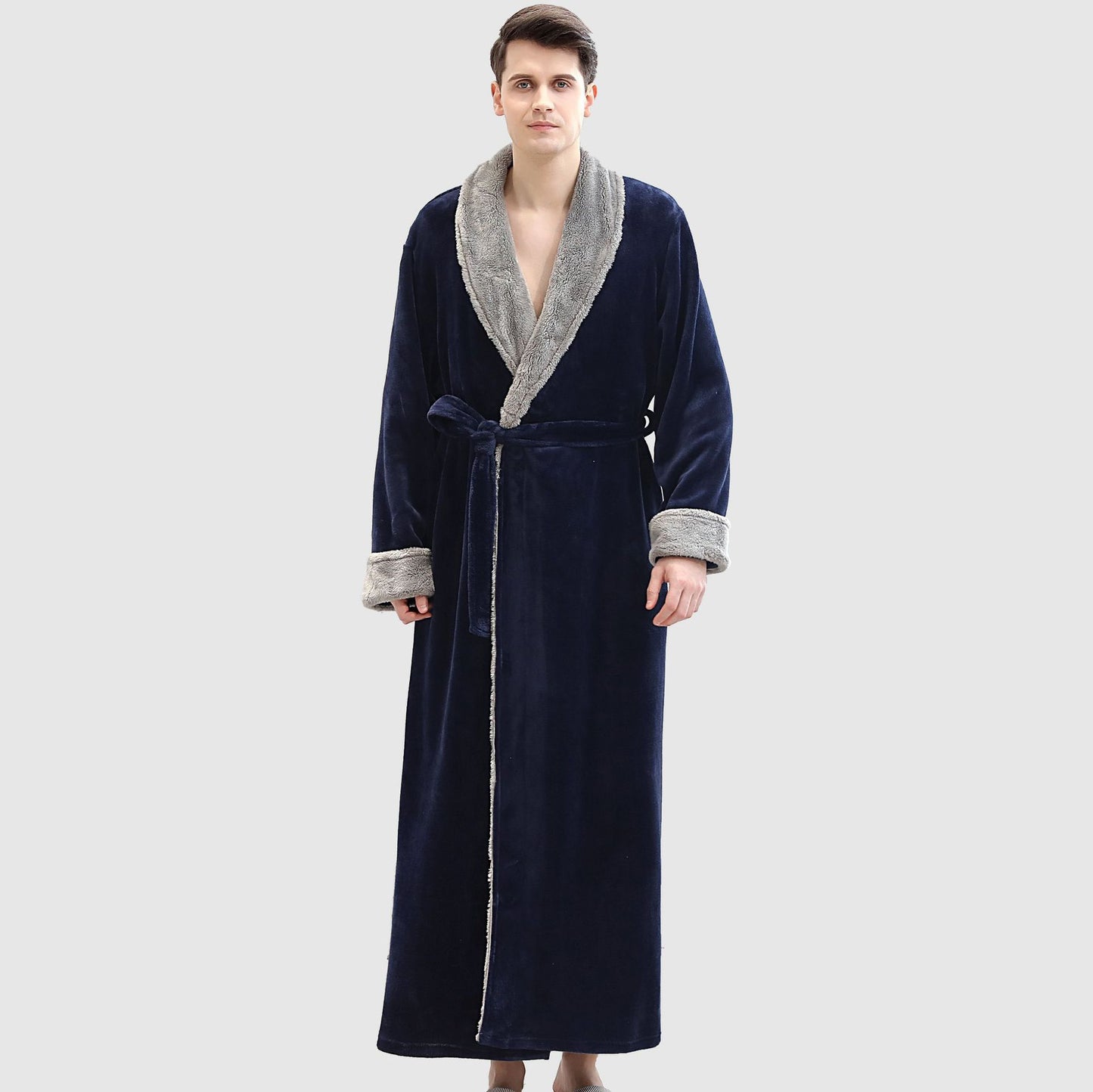 Men's Winter Plus Size Long Bathrobe Coral Fleece Full Length