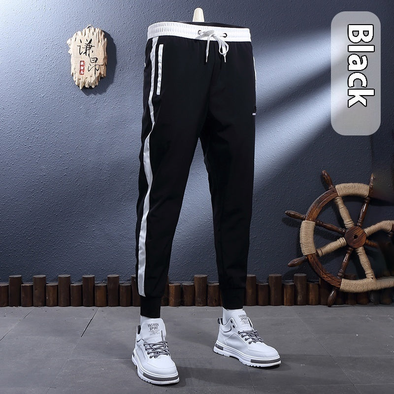 Ice Silk Breathable Stretch Slim-fitting Ankle-tied Skinny Sports Pants Size: 28 - 38