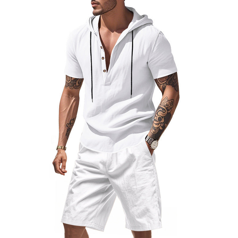 Hooded Beach Casual Short Sleeve Shirt Outfit