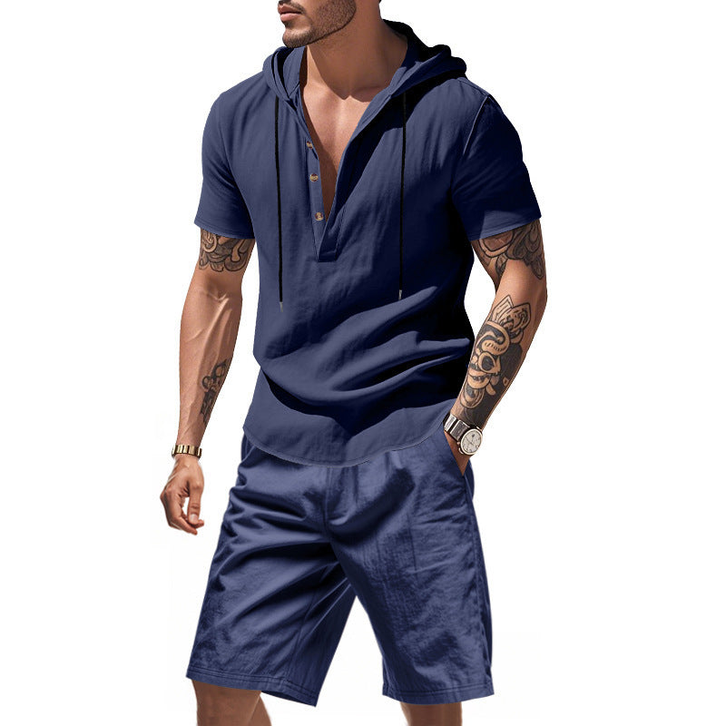Hooded Beach Casual Short Sleeve Shirt Outfit
