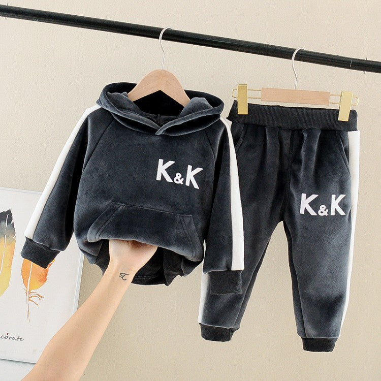 Children's golden velvet suit