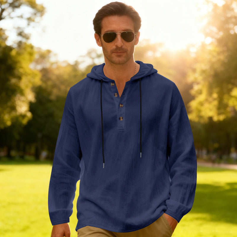 Yama Mens Breathable Hooded Long-Sleeve Beach Shirt Size: S - 3XL