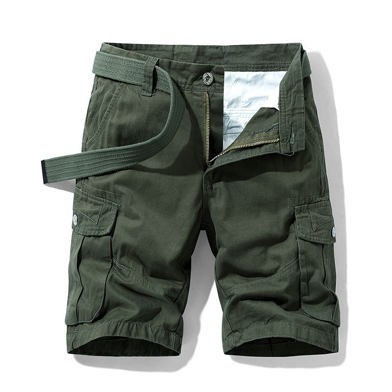 Men's Cotton Shorts Retro Multi-pocket Straight Casual Shorts