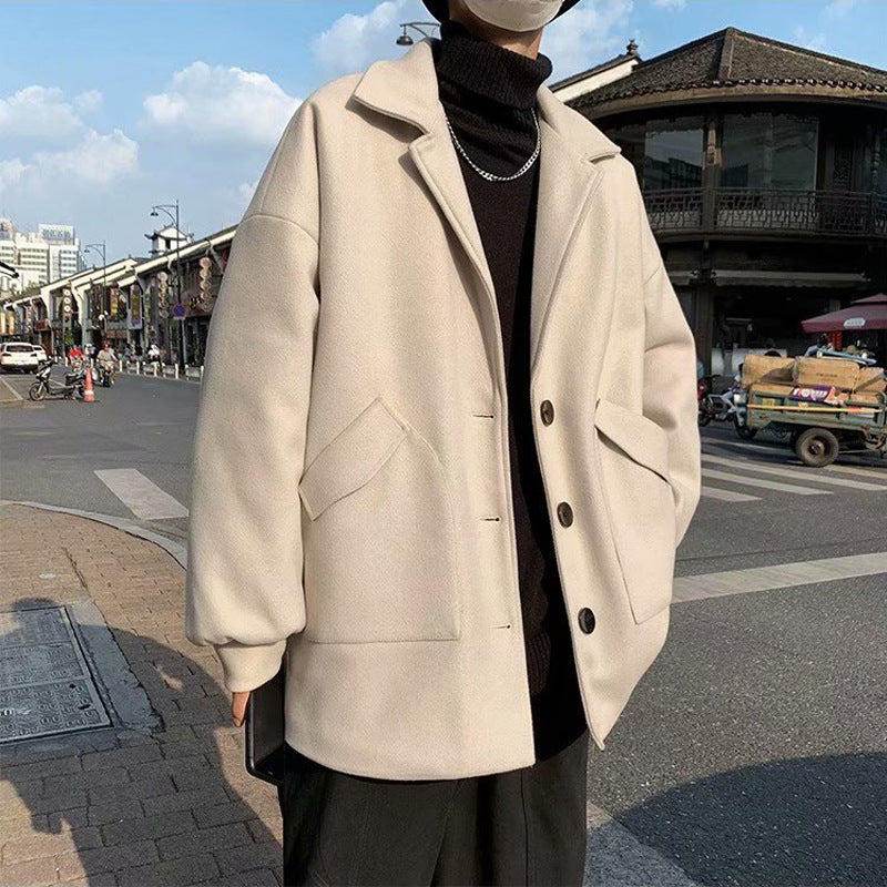 Mens All-match Casual Springfall Relaxed-fit Trench Coat Size M-XXL