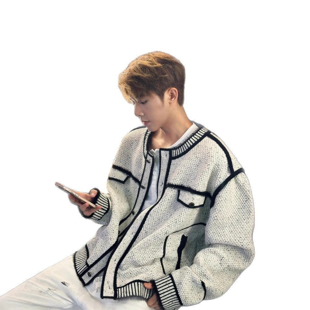 Round-neck Knitted Cardigan Sweater For Autumn And Winter
