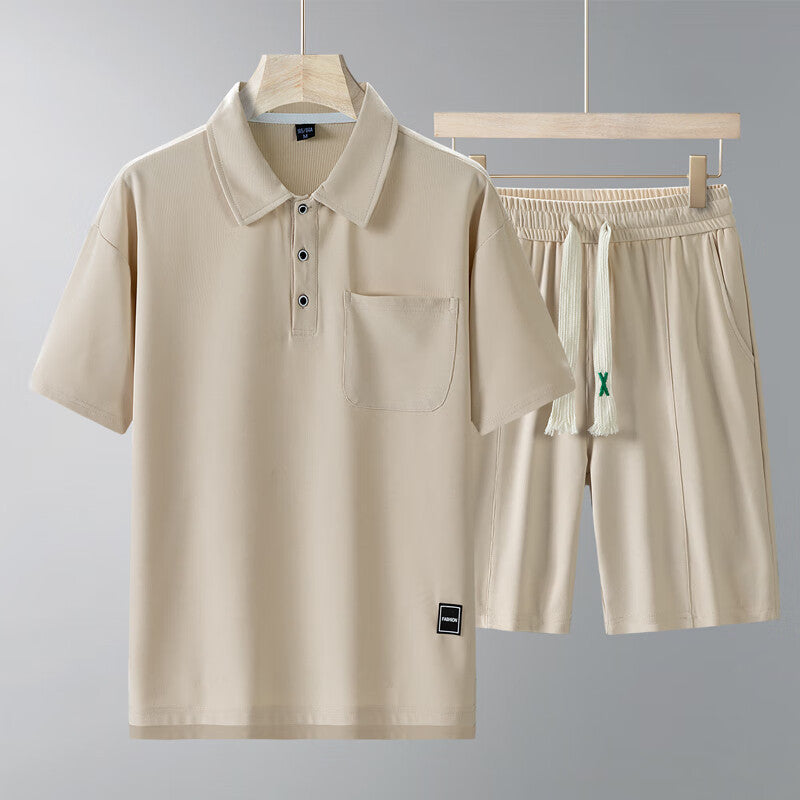 Sports Suit Men's Short-sleeved Thin Lapels T-shirt Shorts Running Leisure Two-piece Set Size M - 4XL