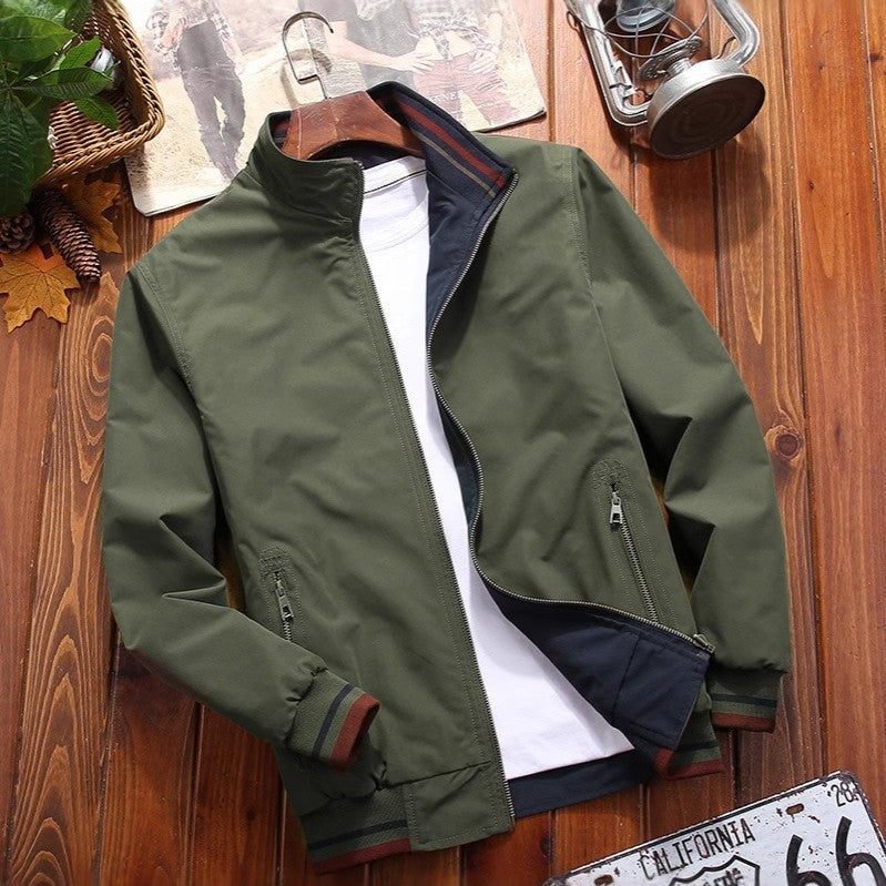 Men's Sports Jacket Double-sided Wear Stand Collar Casual