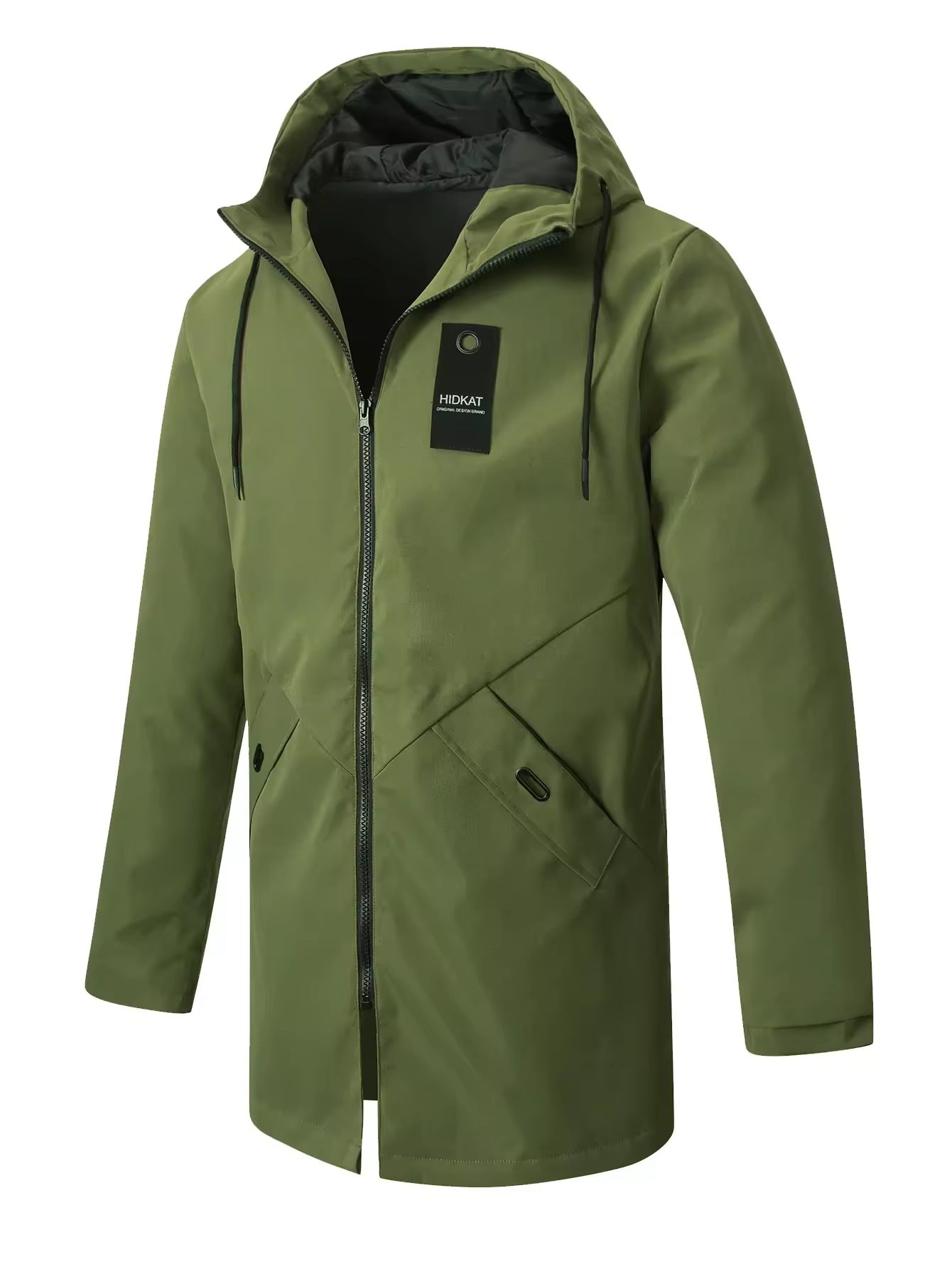Mid-length Men's Hooded Casual Workwear Shell Jacket Windproof Jacket Size XS - 3XL