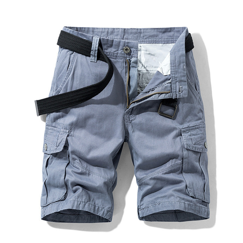 Men's Cotton Shorts Retro Multi-pocket Straight Casual Shorts