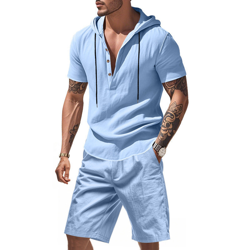 Hooded Beach Casual Short Sleeve Shirt Outfit