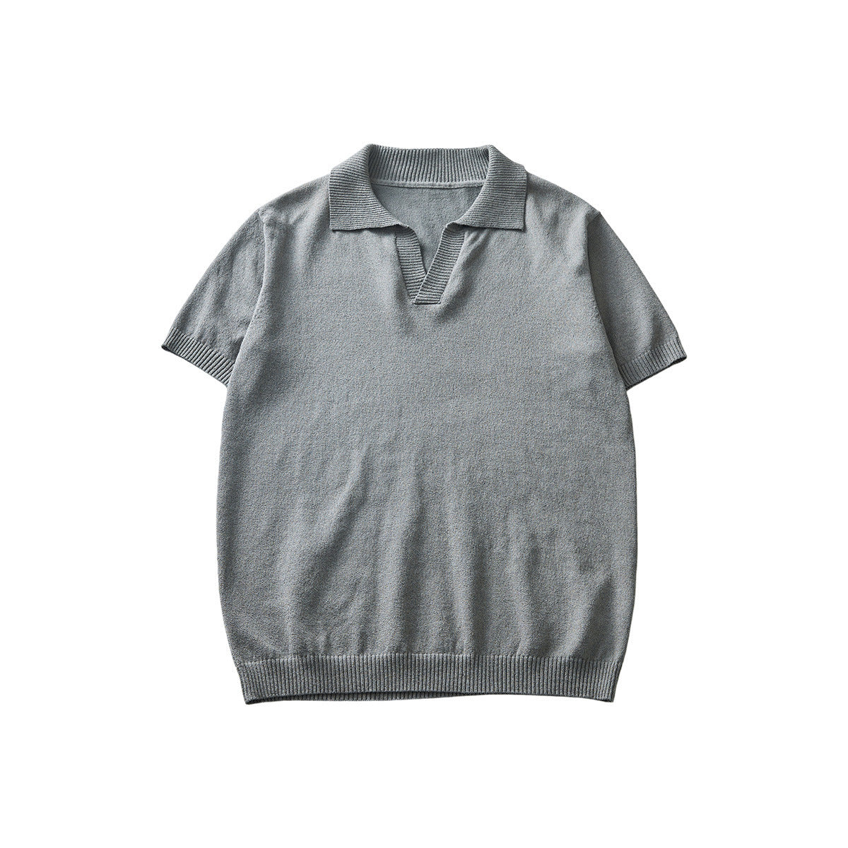 Summer Knitted Short-sleeved High-grade Solid Color Polo Collar Casual T-shirt