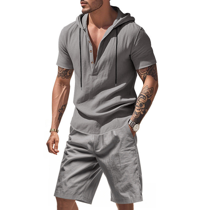 Hooded Beach Casual Short Sleeve Shirt Outfit