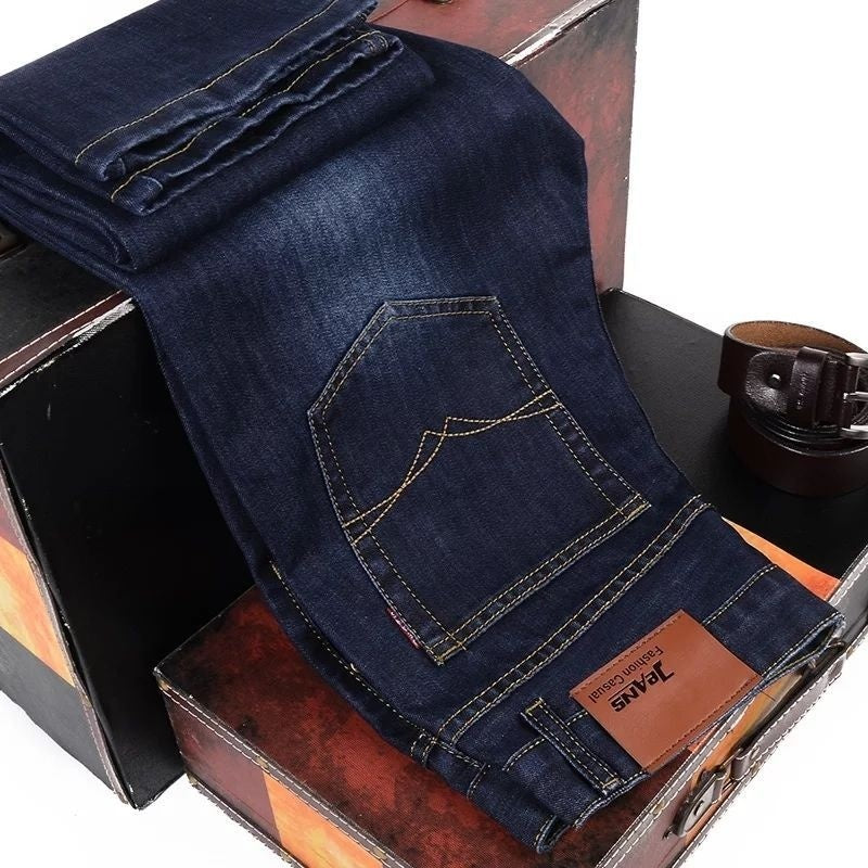 Summer Business Formal Jeans For Men Loose Straight-Leg Stretchy Slim-Fit Casual And Professional Wear Sizes 28-40