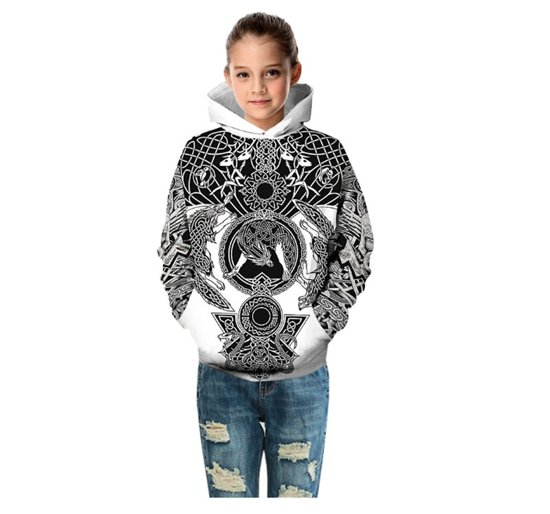 Digital Printed Fashionable Loose Hooded Sweater Size XS - XL