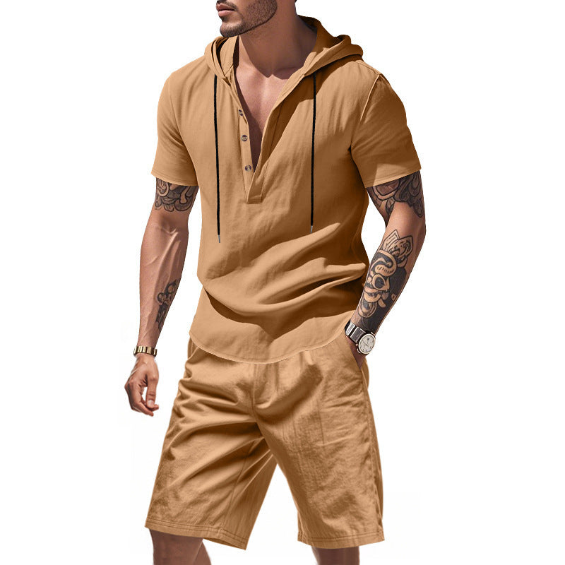 Hooded Beach Casual Short Sleeve Shirt Outfit