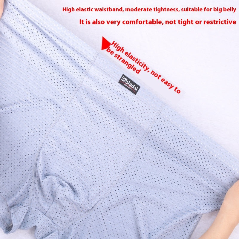 Mesh Ice Silk Underwear Men's Plus Size Boxer