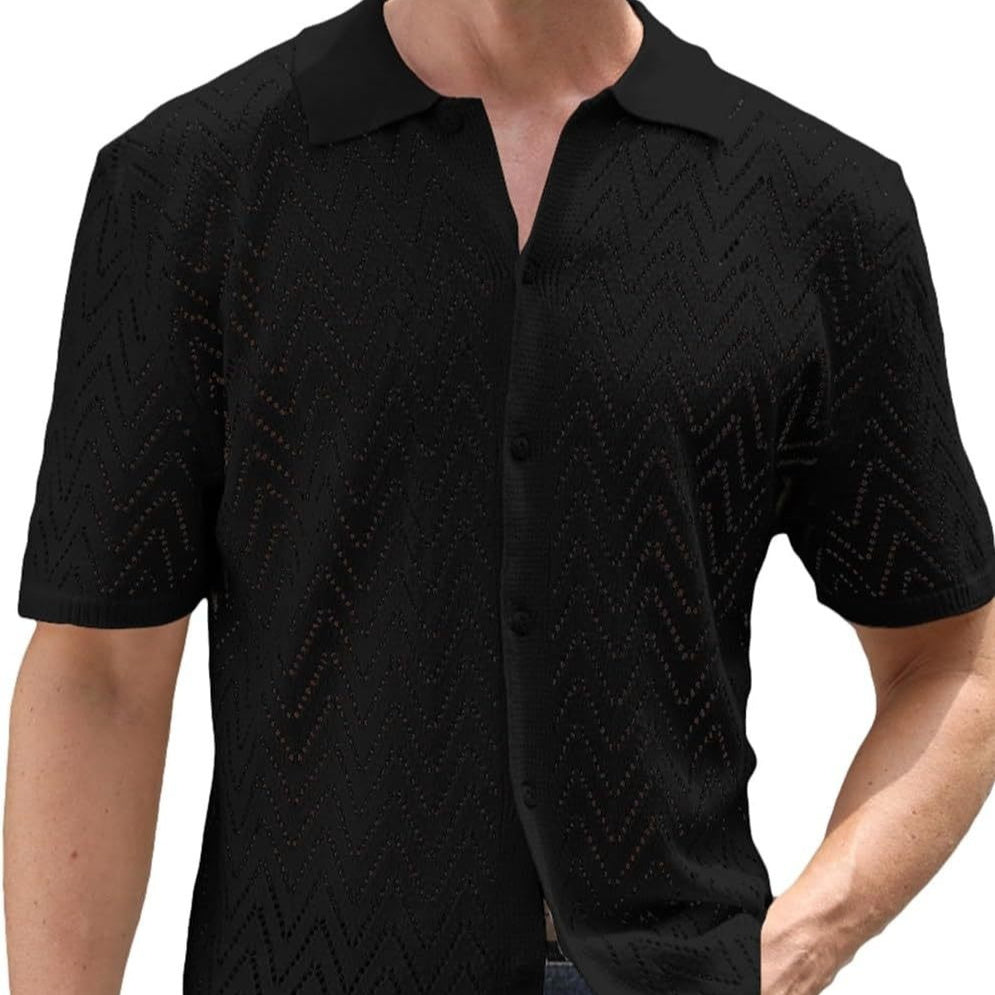 Summer New Men's Hollowed Leisure Shirt Size S - XXXL