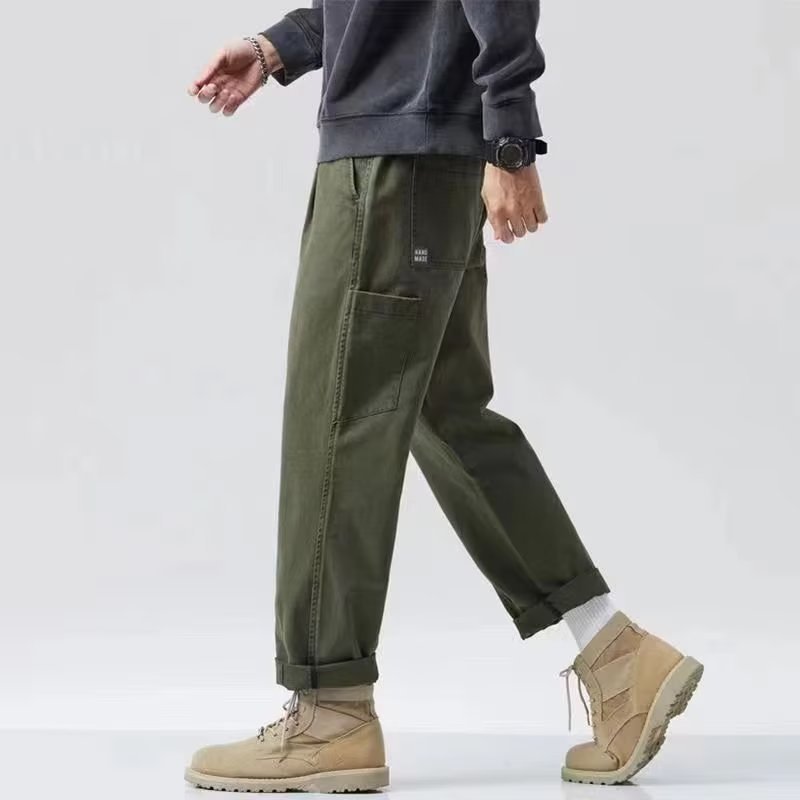 Mens Solid-Color Straight-Leg Mid-Waist Work Pants Size M - XXL
