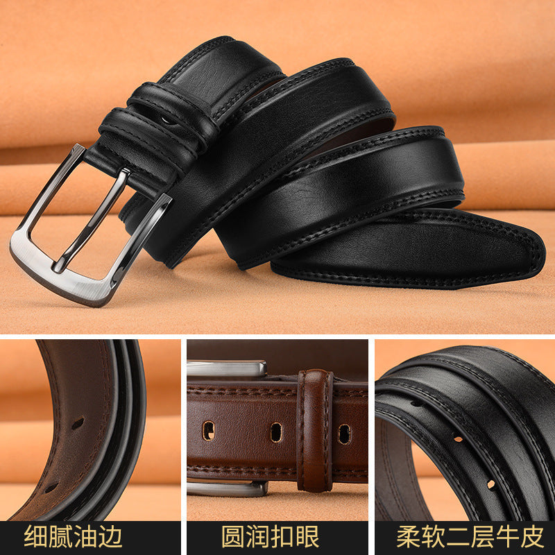 Men's Pin Buckle Cowhide Belt Business Fashion And Leisure