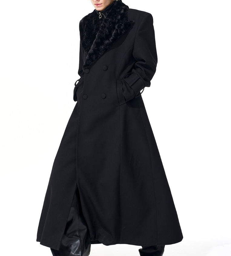 Noble Stitched Lapel Long Trench Coat Blazer