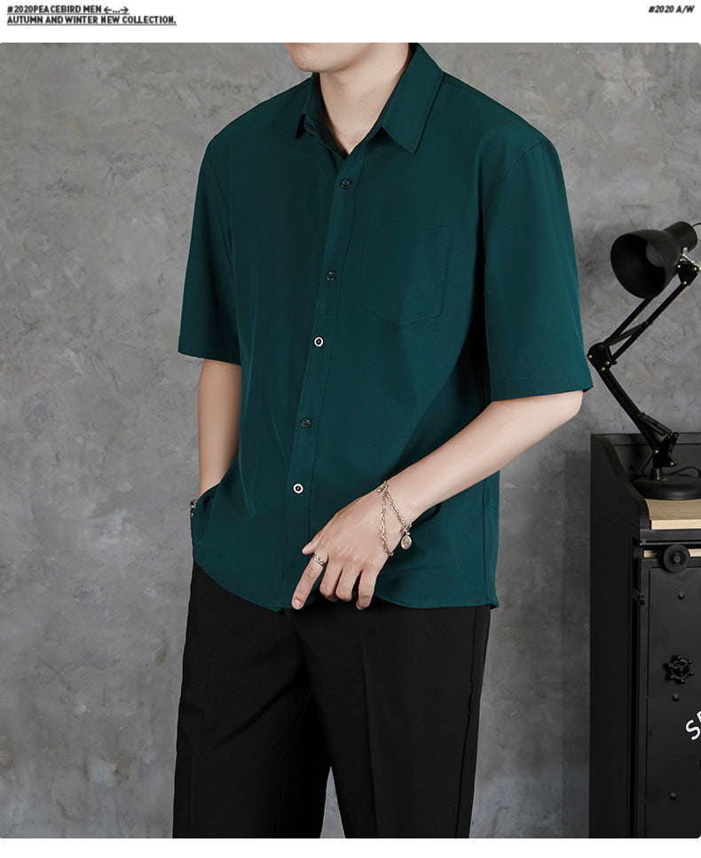 Summer Drape Men's Short-sleeve Thin Breathable Casual Shirt Size: S, M, L, XL, XXL, XXXL