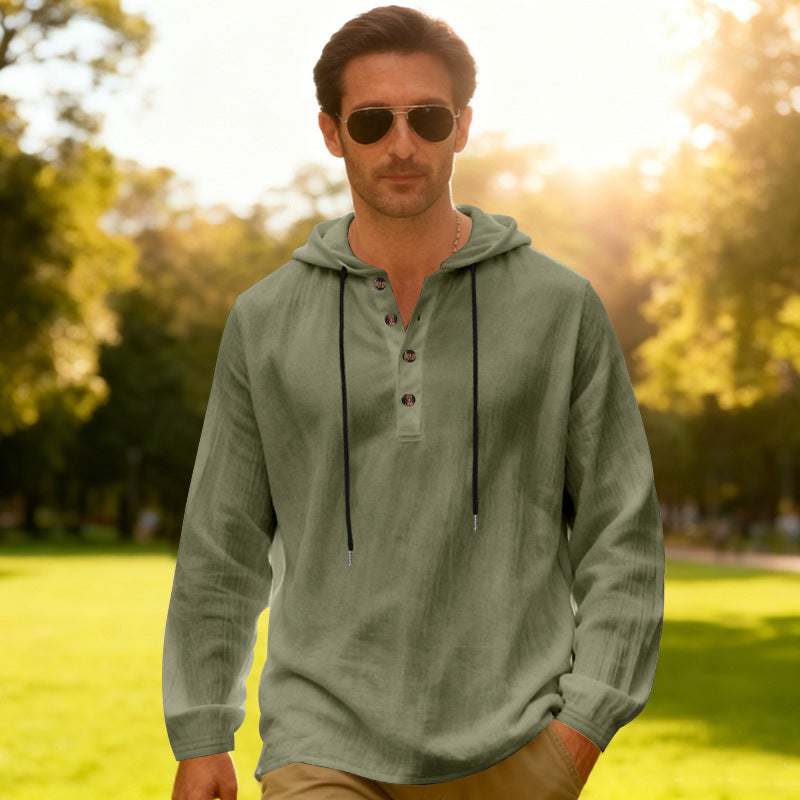 Yama Mens Breathable Hooded Long-Sleeve Beach Shirt Size: S - 3XL