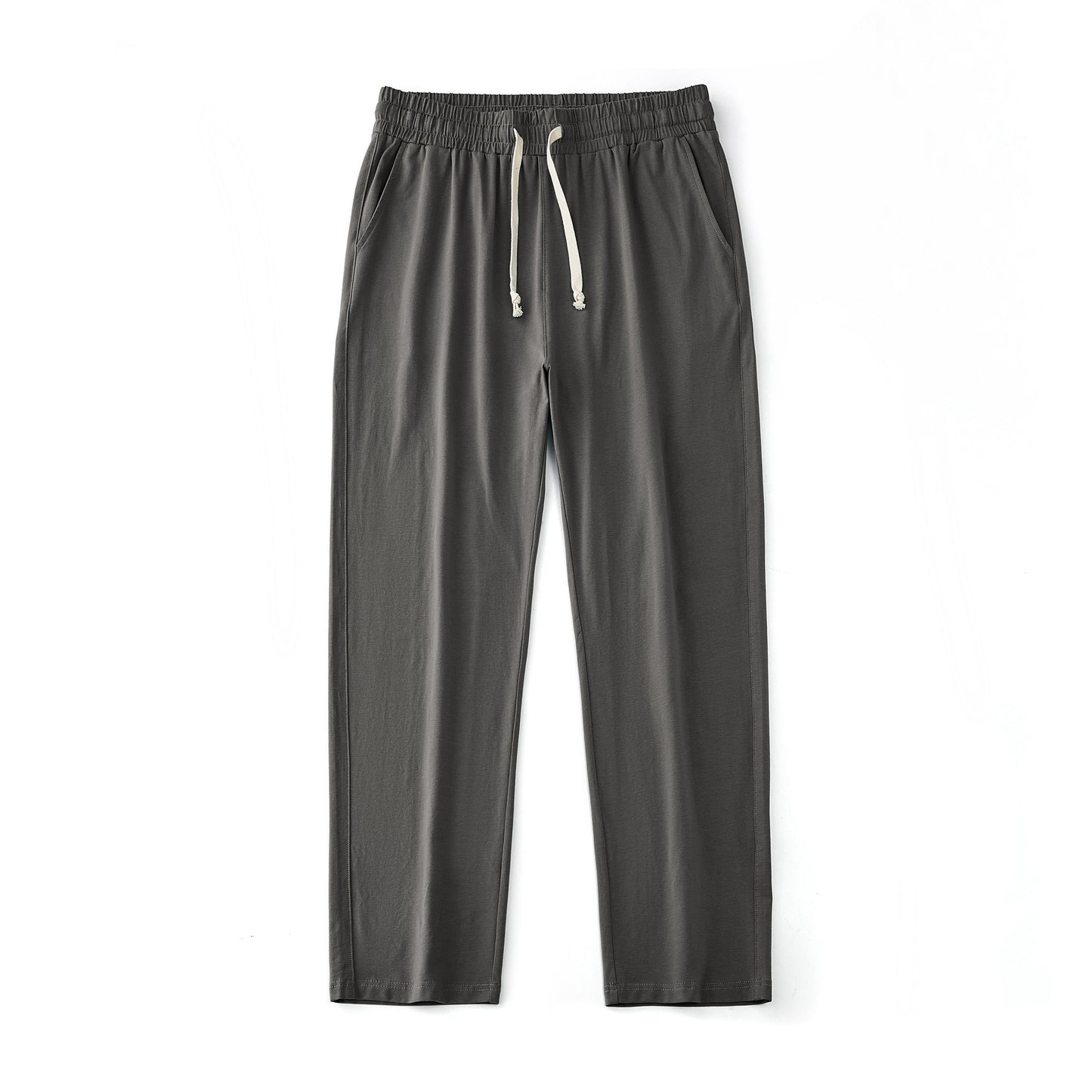Mens Solid-Color Straight-Leg Lace-Up All-Match Sports Pants For Men S - XXL