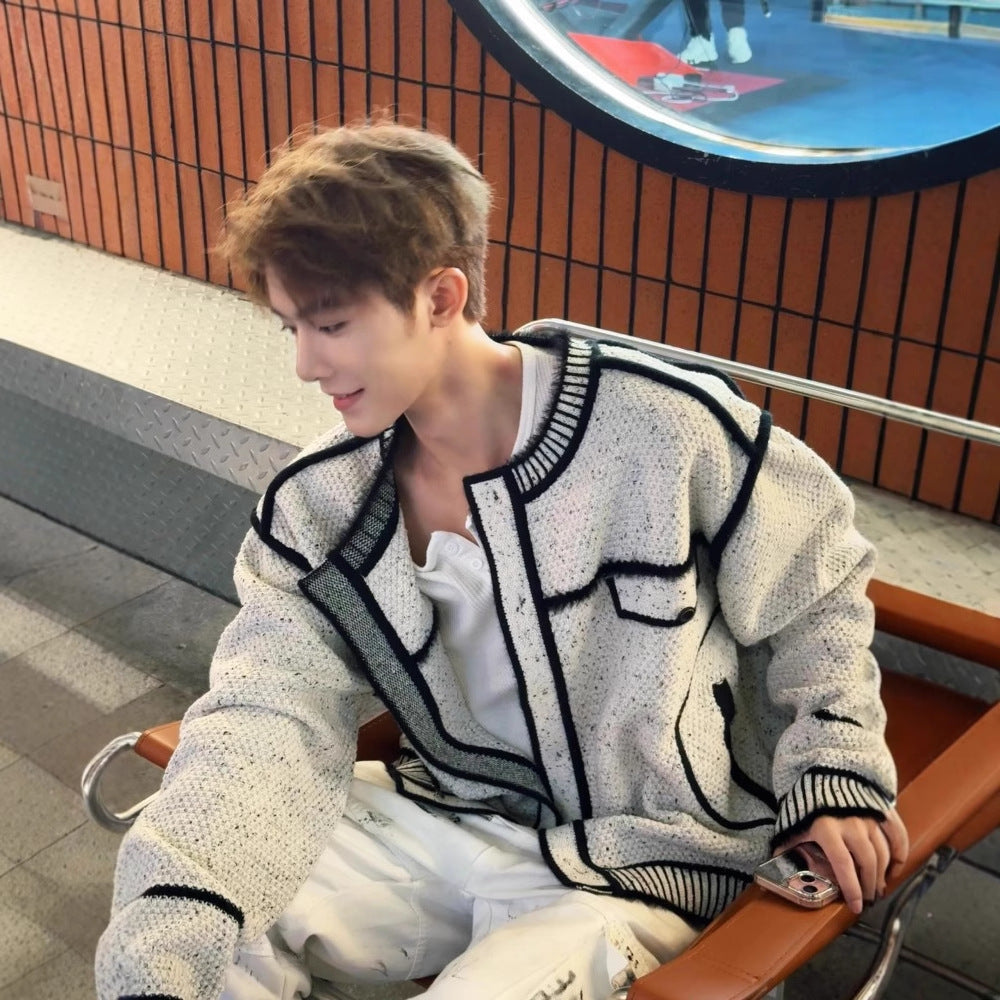 Round-neck Knitted Cardigan Sweater For Autumn And Winter