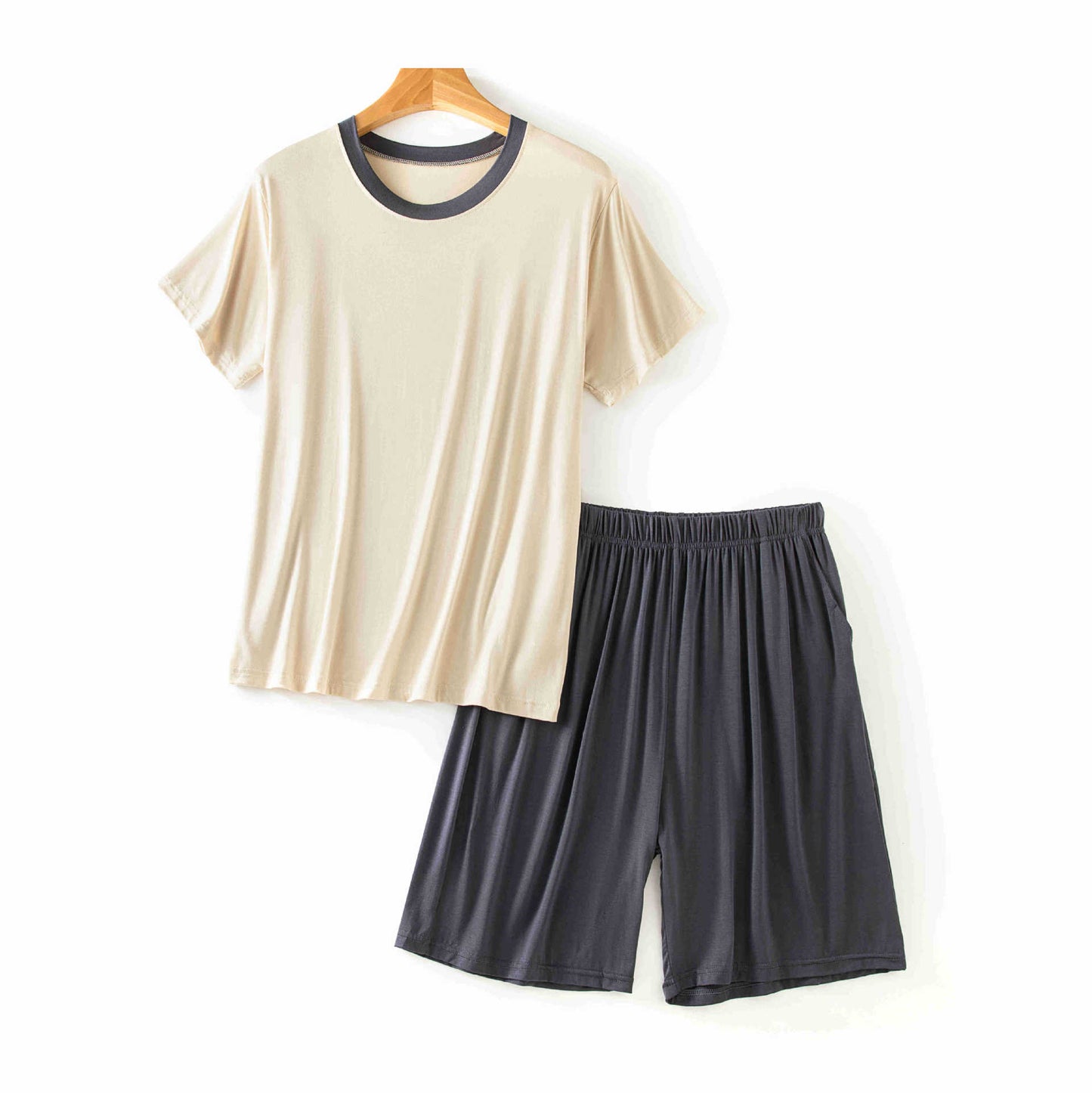 Men's Round Neck Short Sleeve Suit Summer Casual Size L - 4XL