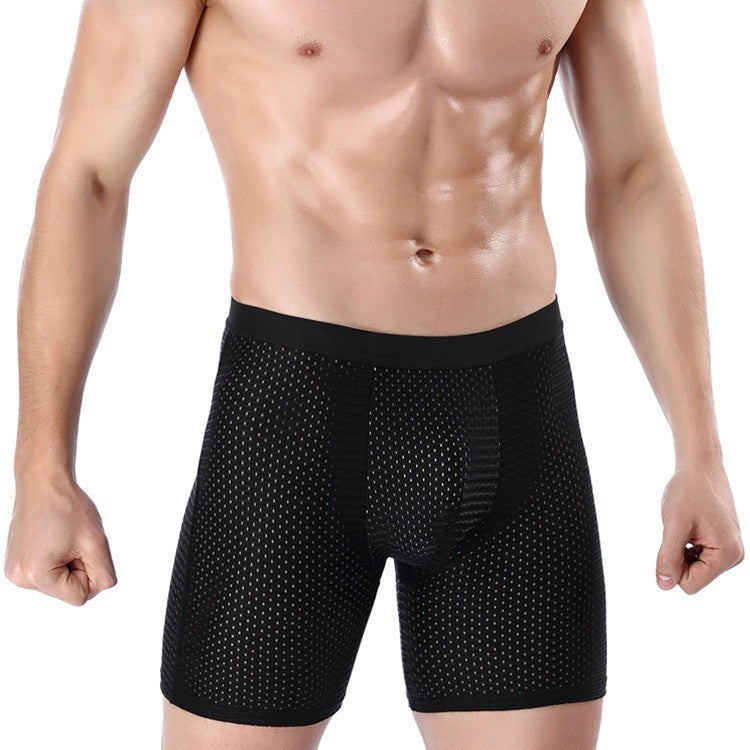 Running Men's Underwear Men's Extended Version Of Ice Silk Boxer Shorts