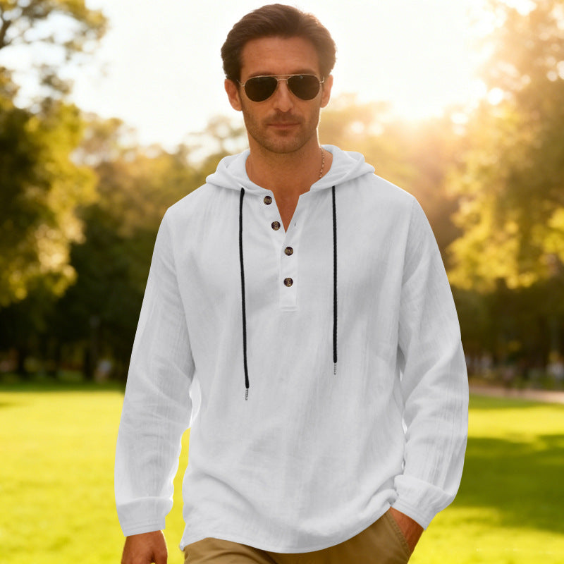 Yama Mens Breathable Hooded Long-Sleeve Beach Shirt Size: S - 3XL
