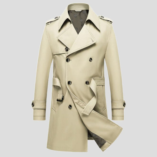 Men's Fashionable Mid-length Double-breasted Trench Coat