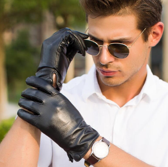 Riding A Motorcycle Driving Leather Gloves