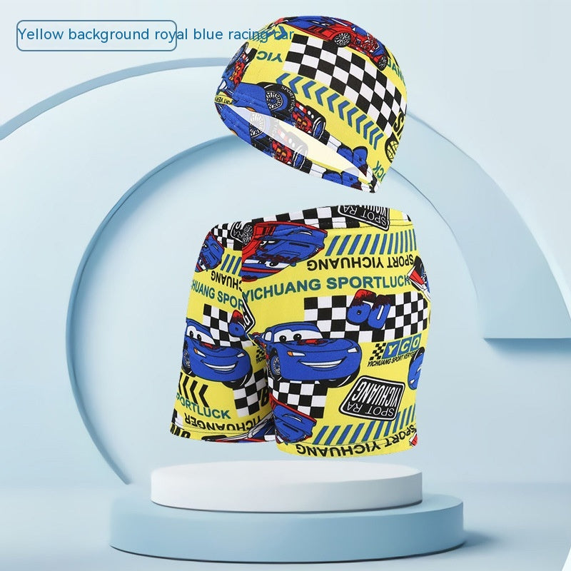 Children's Swimming Trunks Beach Vacation With Swimming Cap Suit: Size height 110-125cm. Weight 15.00kg-25.00kg