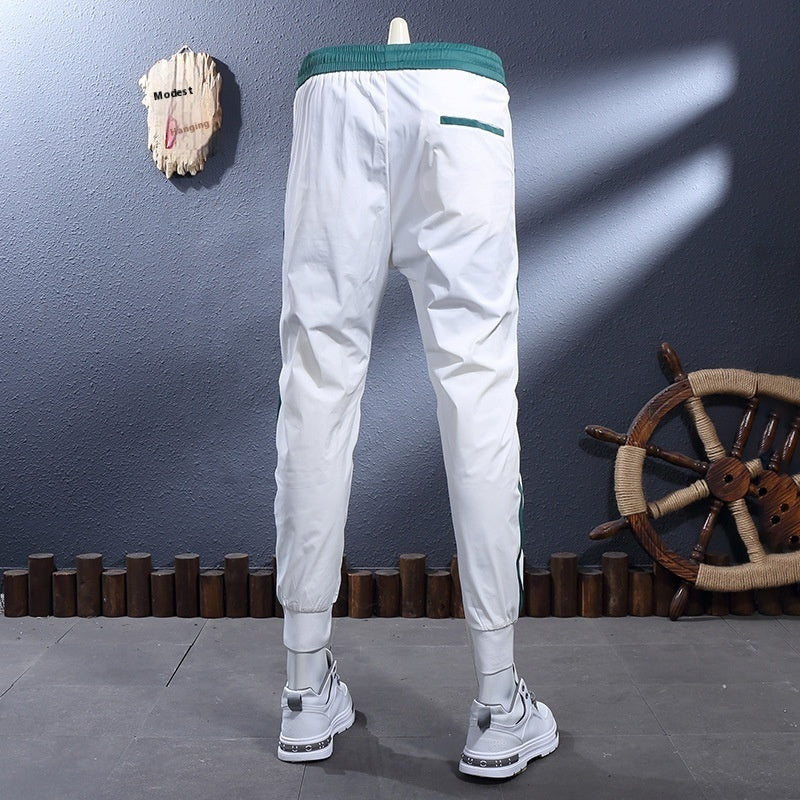 Ice Silk Breathable Stretch Slim-fitting Ankle-tied Skinny Sports Pants Size: 28 - 38