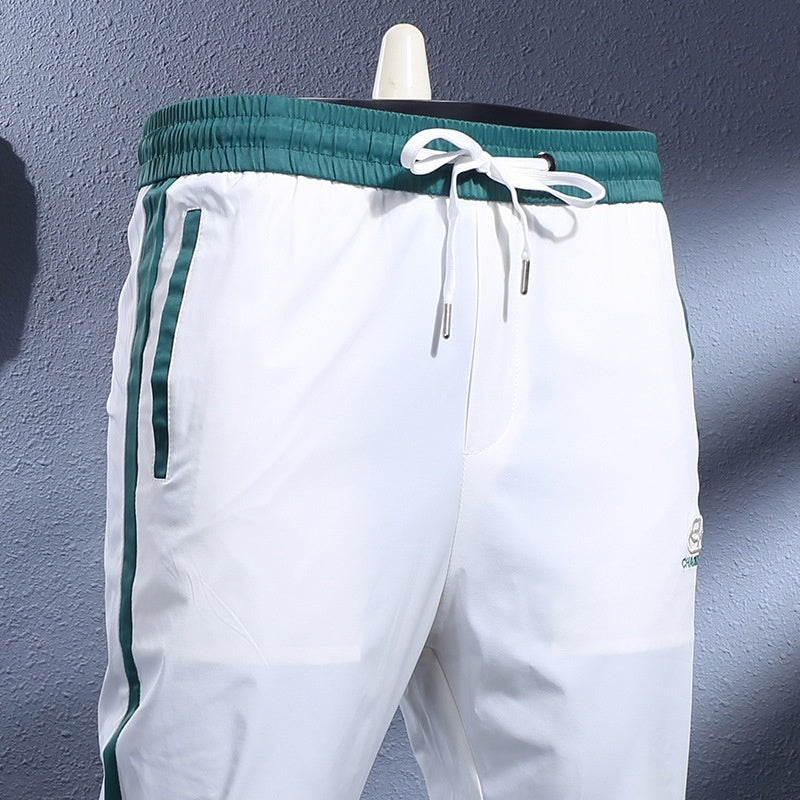 Ice Silk Breathable Stretch Slim-fitting Ankle-tied Skinny Sports Pants Size: 28 - 38