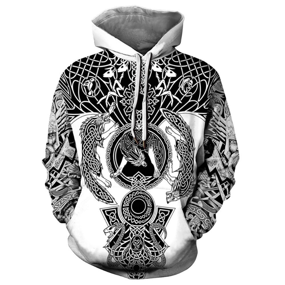 Digital Printed Fashionable Loose Hooded Sweater Size XS - XL