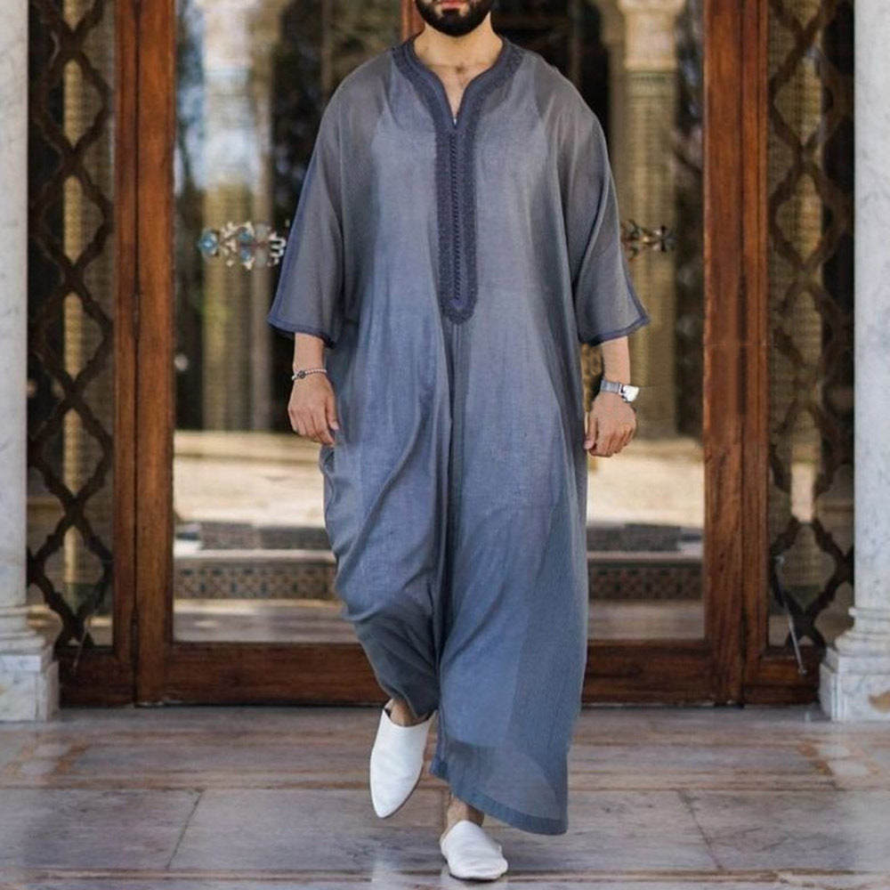 1400. Thin Linen Casual Ethnic African Style Shirt Robe