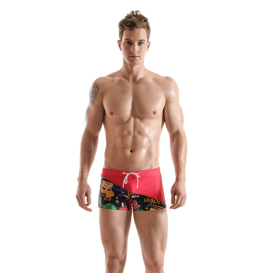 Men's Cartoon Print Color Matching Boxer Shorts Size: M to XXL
