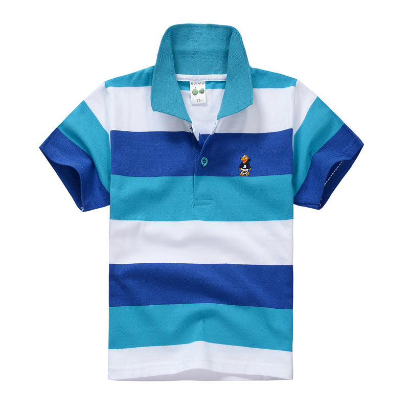 Children's T-shirt Cotton Striped Lapel Polo Shirt