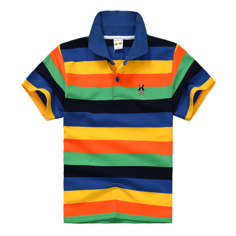 Children's T-shirt Cotton Striped Lapel Polo Shirt