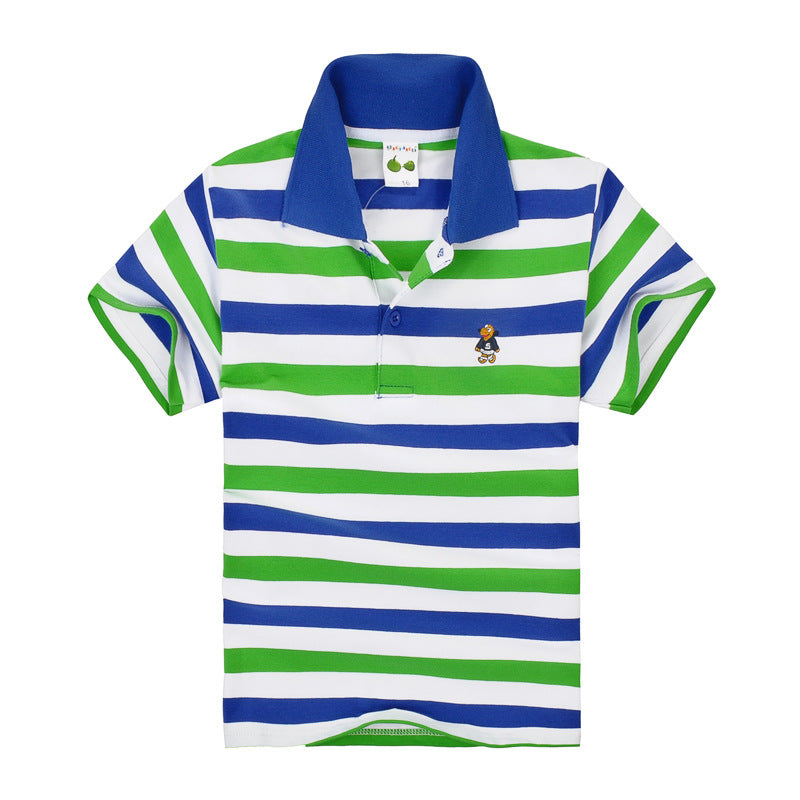Children's T-shirt Cotton Striped Lapel Polo Shirt