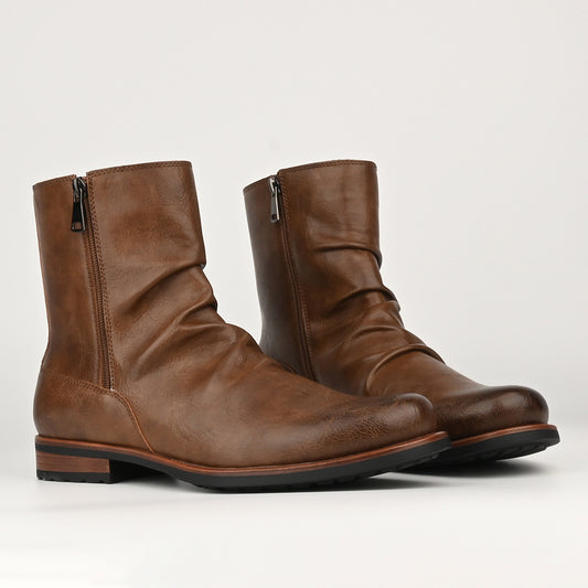 Men's Casual Versatile Solid-color Side-zip Boots