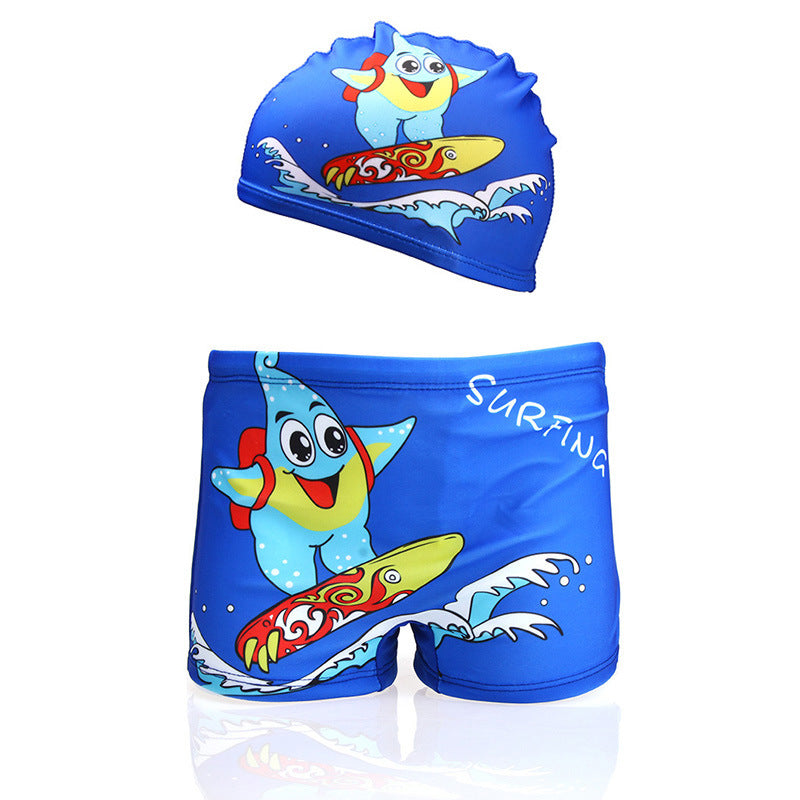 Boy's Cute Cartoon Swimming Trunks