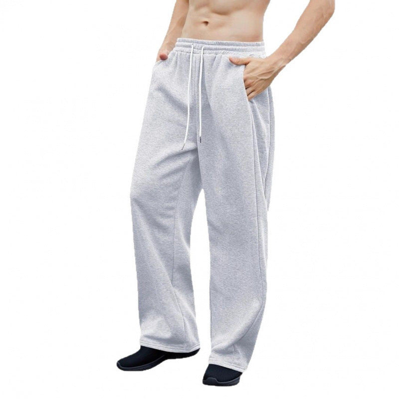 Men's Drawstring Waist Straight Wide-leg Loose Pants Size: S - XXL
