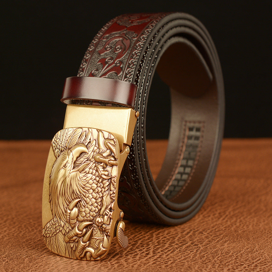 Men's Personalized Carved Eagle Automatic Buckle Belt, Size 110cm-130cm