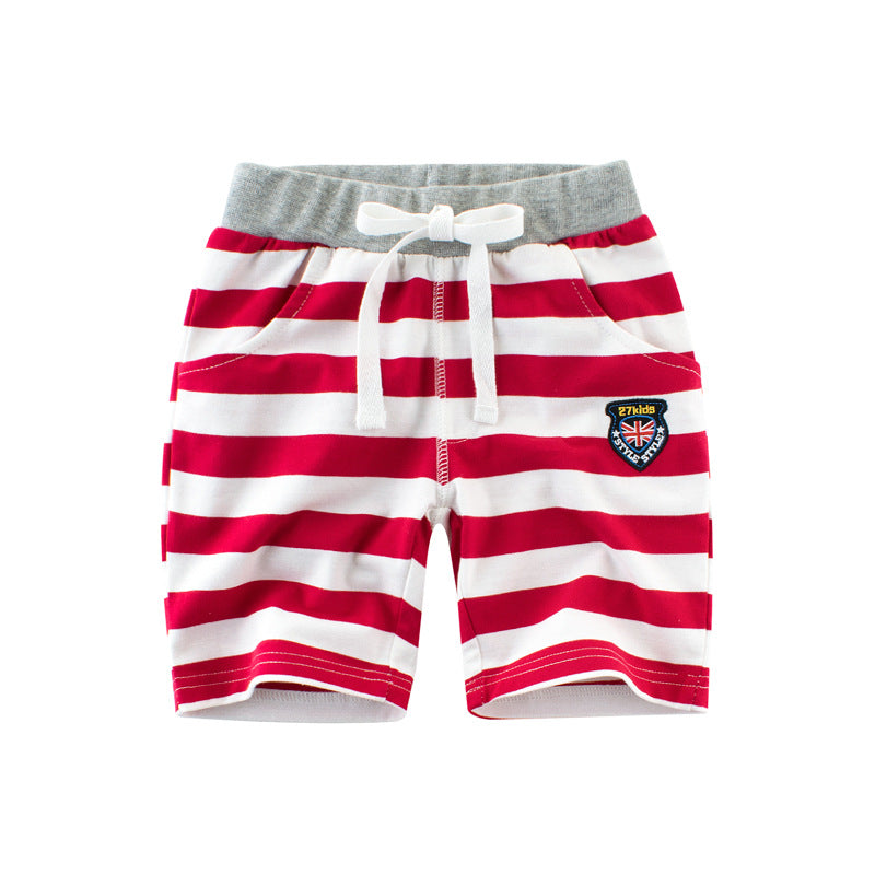 Boys' trousers striped elastic cotton baby Capris children's trousers summer style